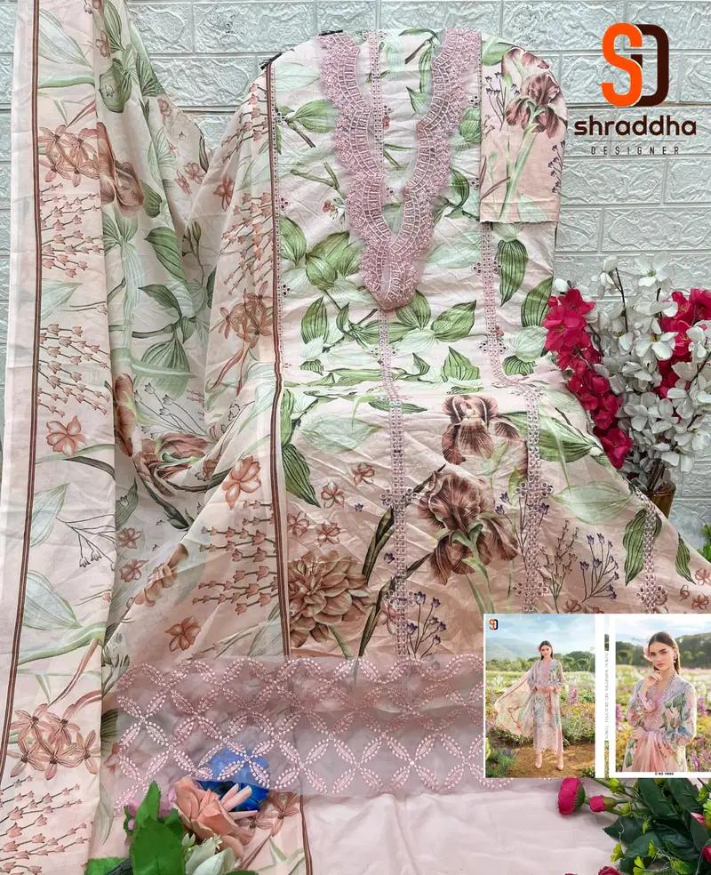 Maria B Chikankari Vol 19 By Shraddha Cotton Dupatta Dress Material Orders In India